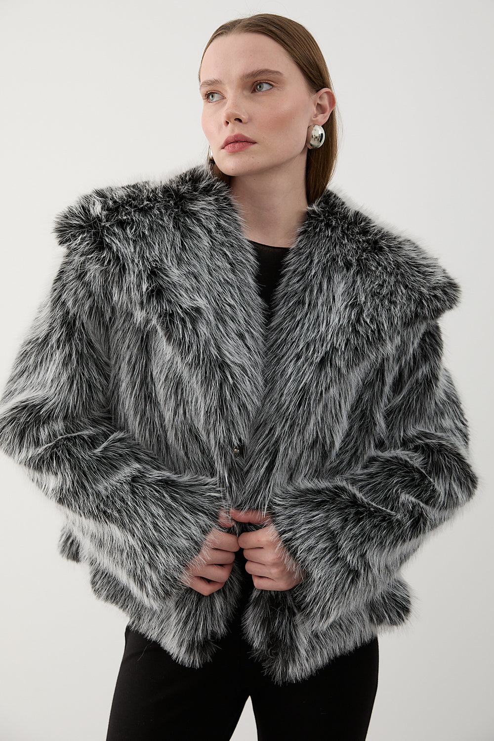 Gri Kırçıllı Britney Kürk - 8900