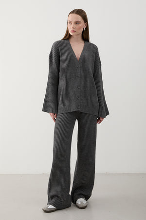 Antrasit Hırkalı Triko Takım - 4600