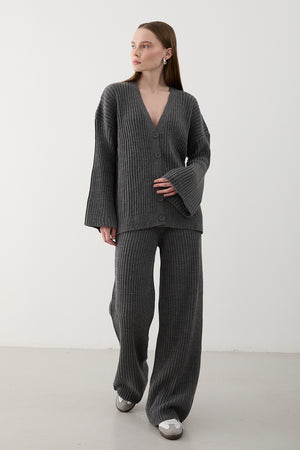 Antrasit Hırkalı Triko Takım - 4600