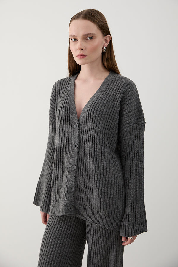 Antrasit Hırkalı Triko Takım - 4600