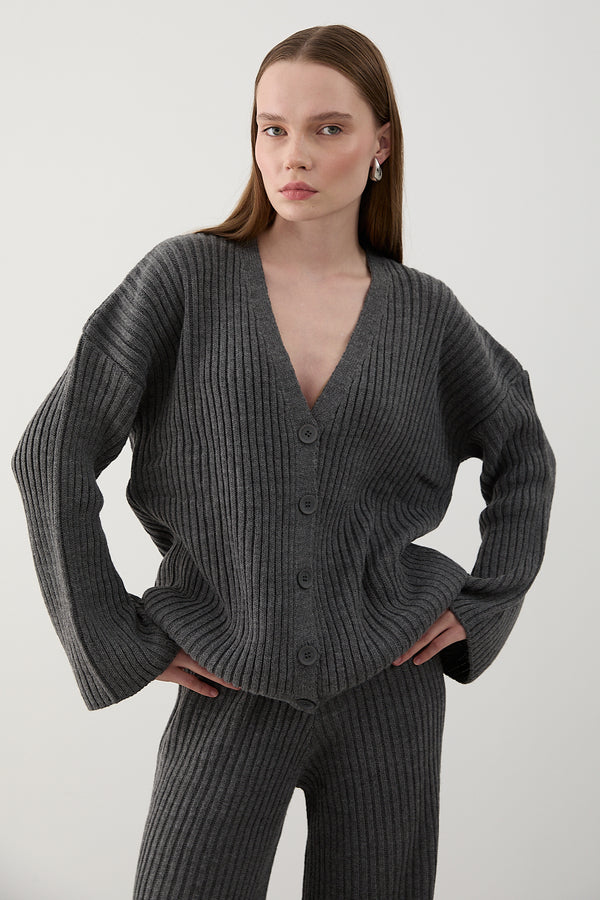 Antrasit Hırkalı Triko Takım - 4600