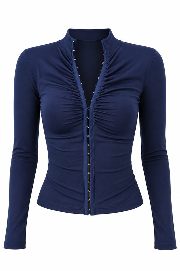 Lacivert Agraflı Bluz - 261090