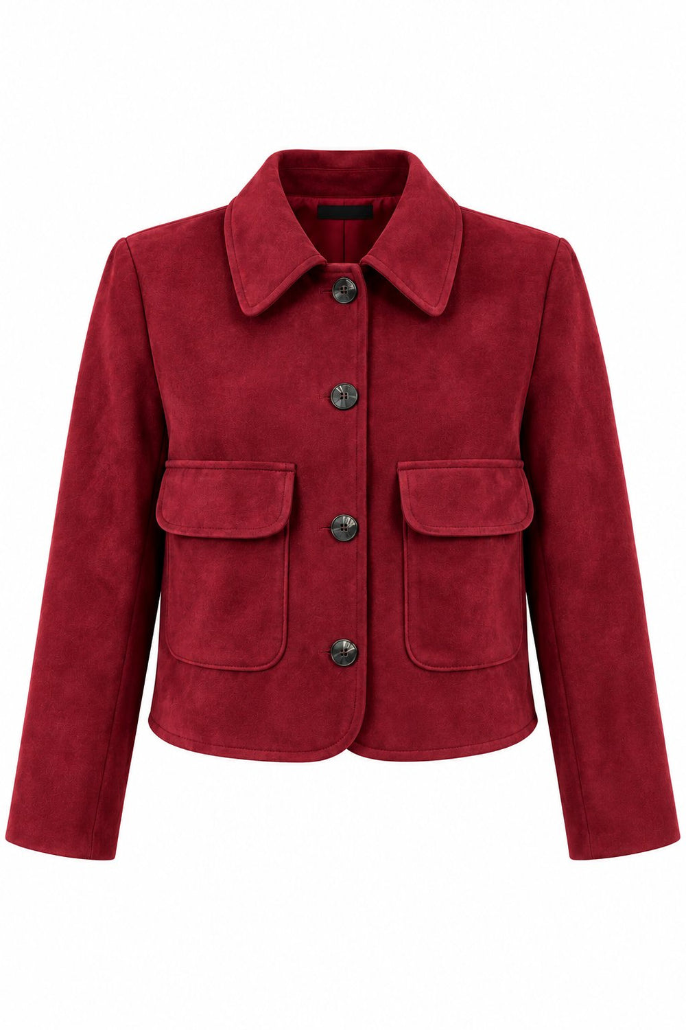 Bordo Çift Cepli Nubuk Ceket - 2y4456