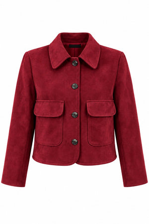 Bordo Çift Cepli Nubuk Ceket - 2y4456