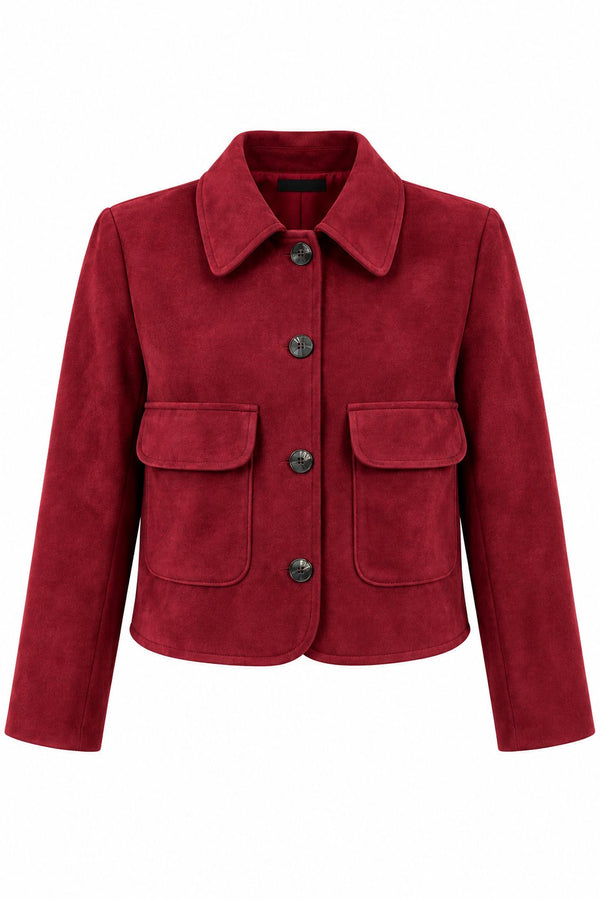Bordo Çift Cepli Nubuk Ceket - 2y4456