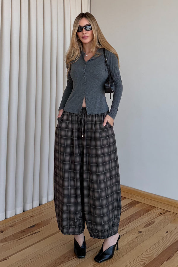 Kahverengi Paça Pileli Bagy Pantolon - 51466