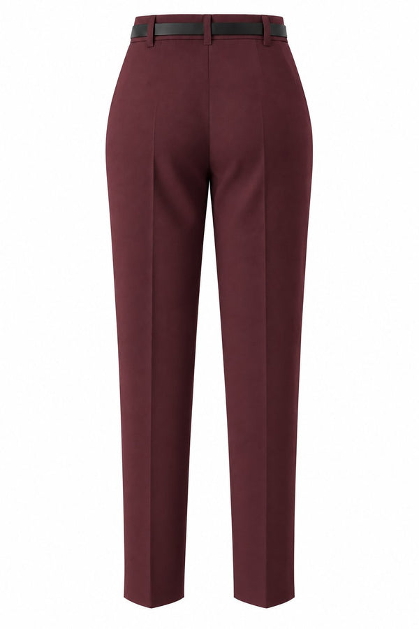Bordo Kemerli Pantolon - 2y3790