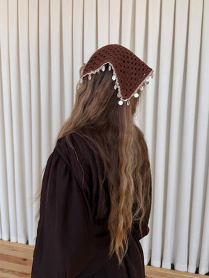 Kahverengi Dik Üçgen Deniz Kabuklu Bandana - 2152