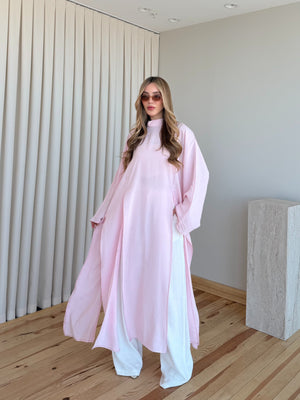 Pembe Yırtmaçlı Uzun Tunik - 8515
