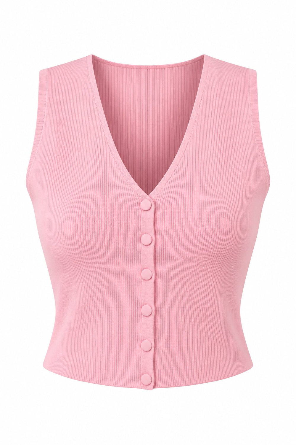 Pembe Lena Çıtçıt Düğmeli Triko Yelek - 2y4518