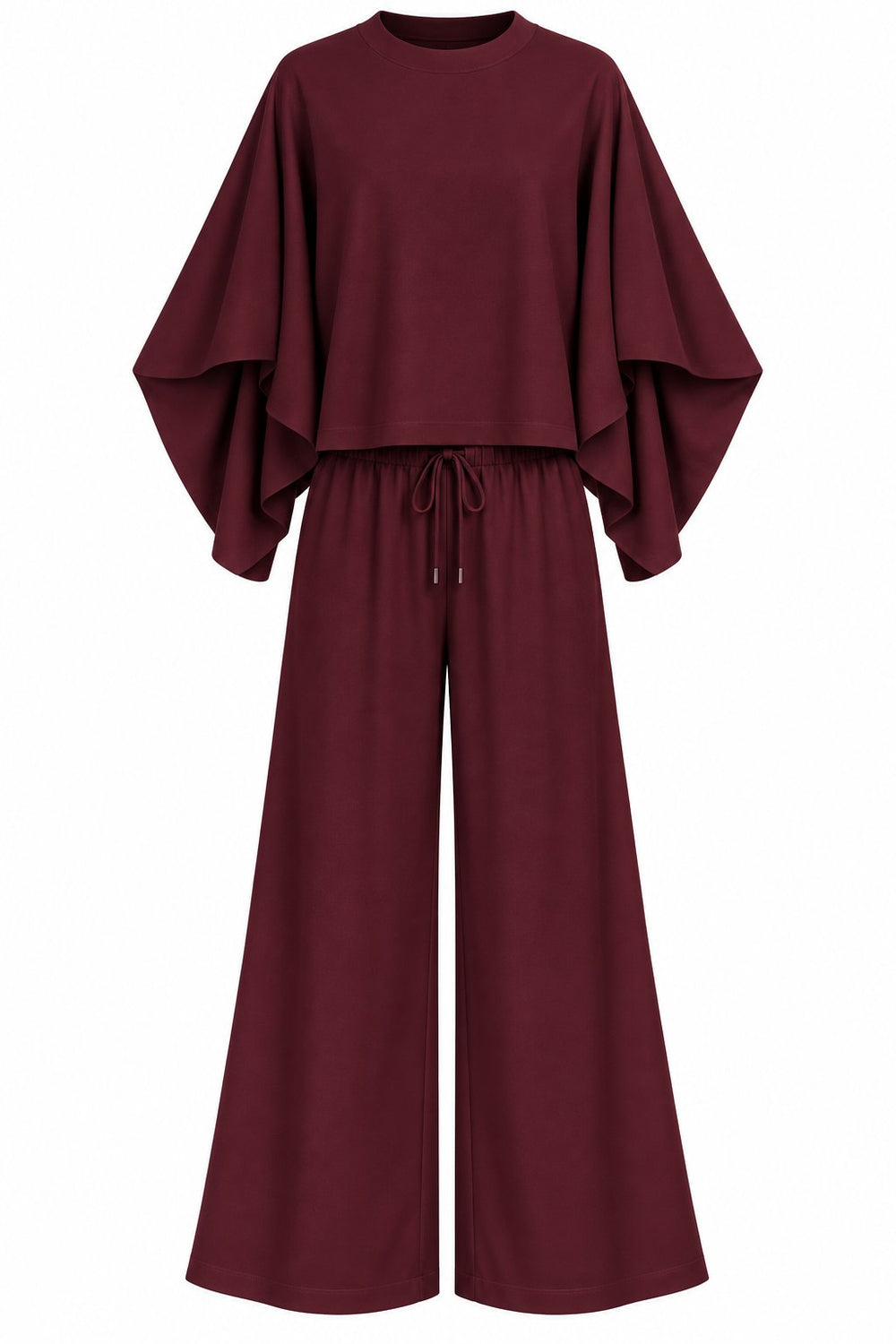 Bordo Pelerin Bluz Modal Takım - 0398
