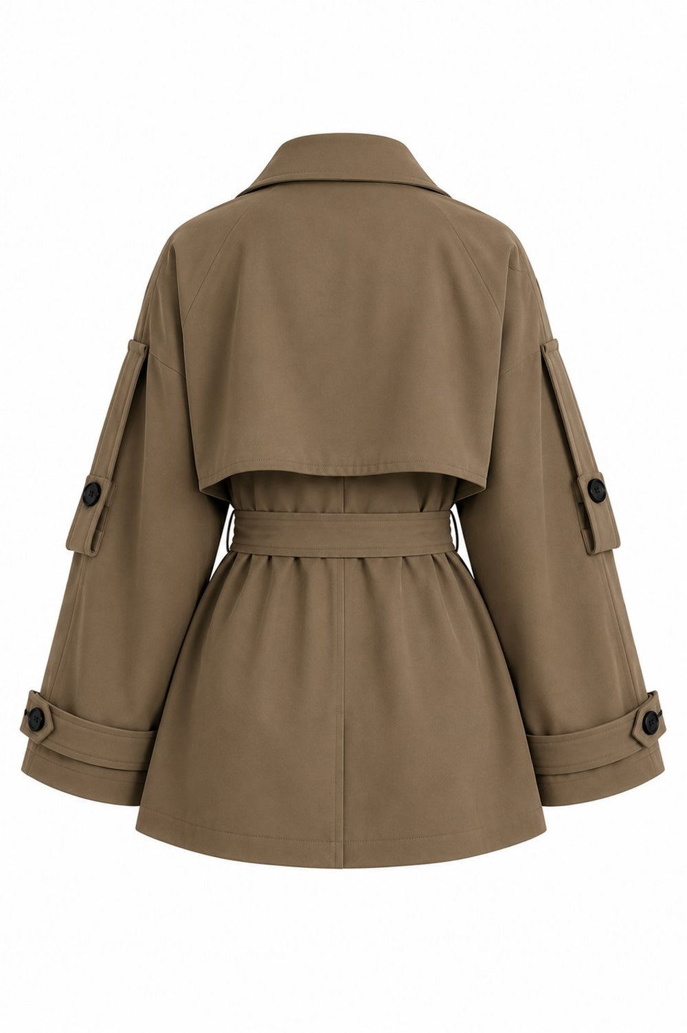 Mocca Oversize Düşük Omuz Kısa Trenç - 9580