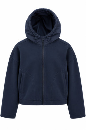 Lacivert Kapüşonlu Fermuarlı Sweatshirt - 1226