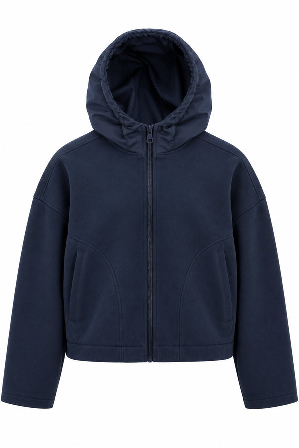 Lacivert Kapüşonlu Fermuarlı Sweatshirt - 1226