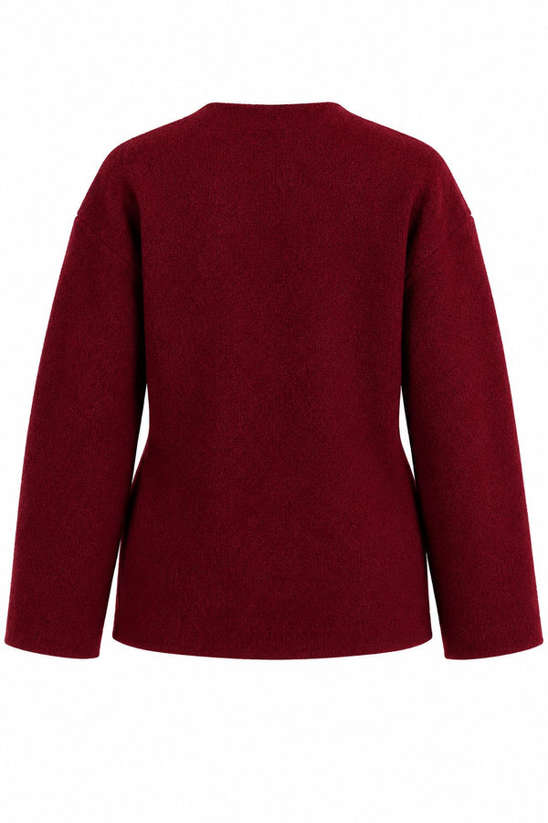 Bordo Çift Cepli Selanik Hırka - 2y04622
