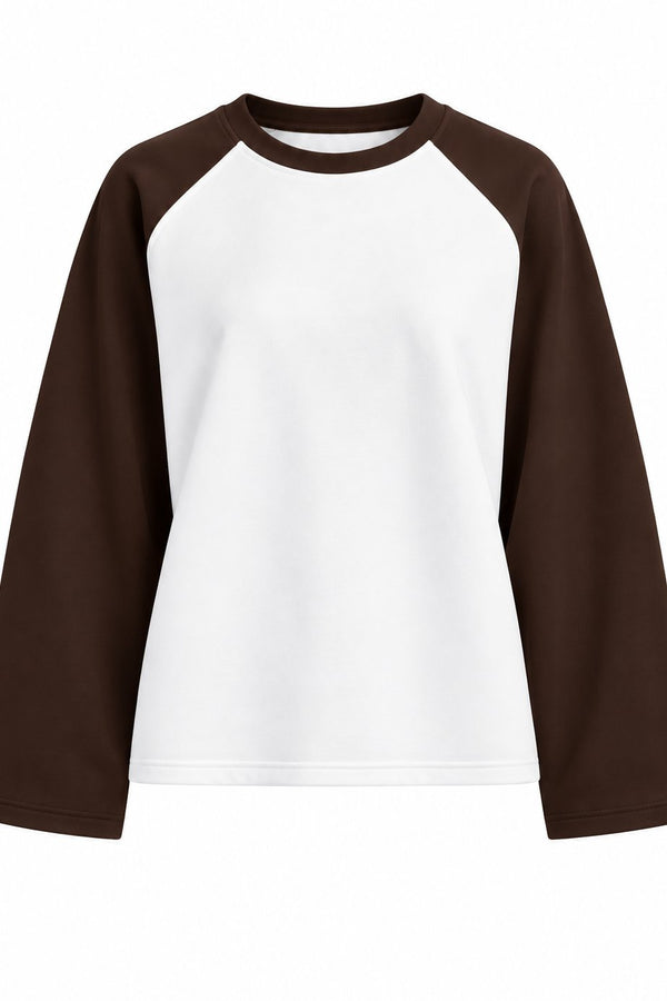 Kahverengi Reglan Kol Oversize Model Tshirt - 4271