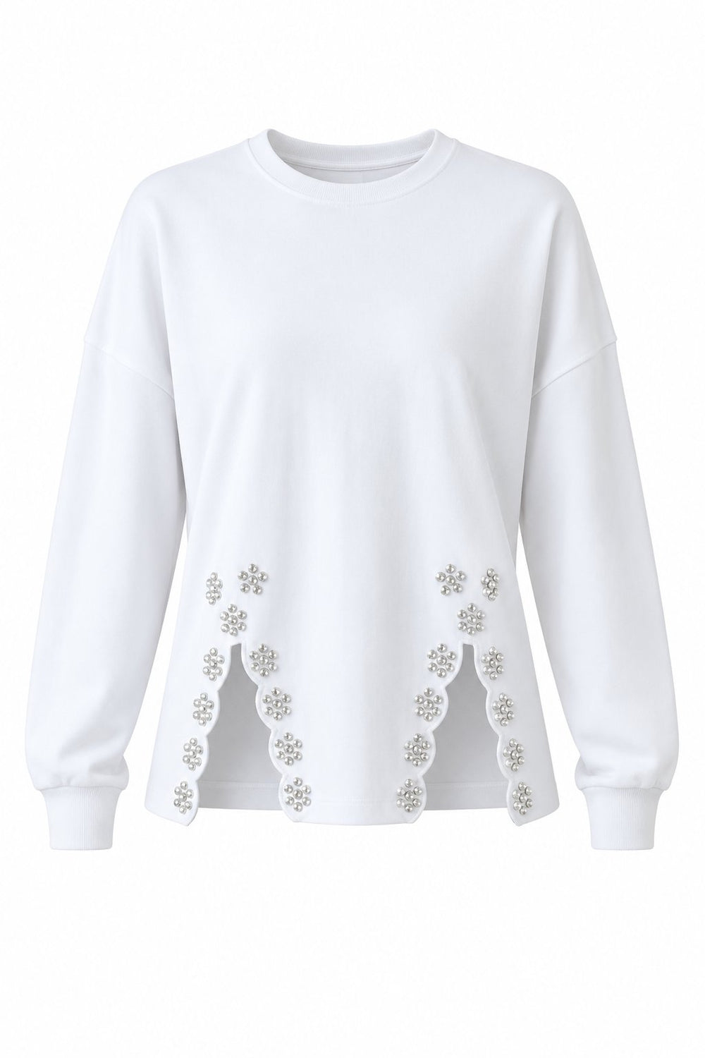 Beyaz Taş İşlemeli Sweatshirt - 261010