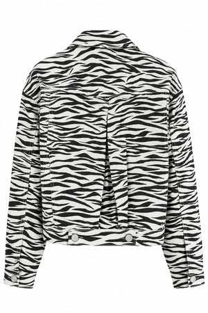 Ekru Zebra Gabardin Ceket - 0198