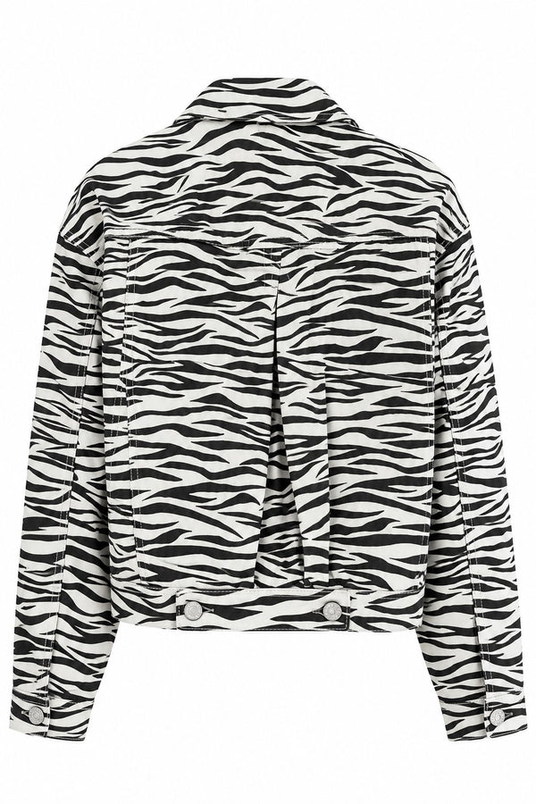 Ekru Zebra Gabardin Ceket - 0198