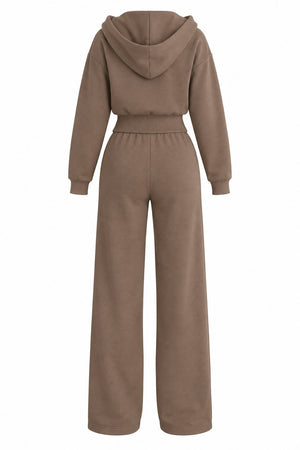 Camel Kapüşonlu Fermuarlı Basic Fitilli Takım - 2y51232