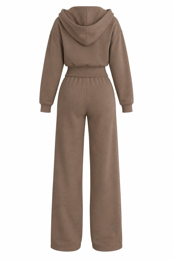 Camel Kapüşonlu Fermuarlı Basic Fitilli Takım - 2y51232