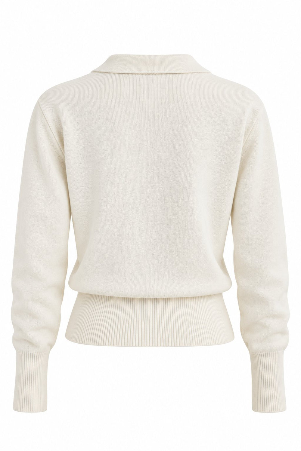 Krem Polo Yaka Düğmeli Triko - 261121