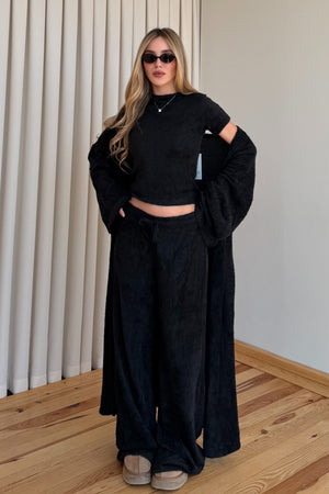 Siyah Yumuşak Dokulu Kısa Kollu 3’lü Takım - 4206