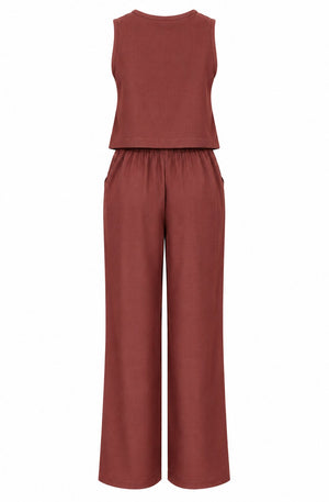 Kiremit Aksesuarlı Bluz Pantolon 2'li Takım - 2y8757