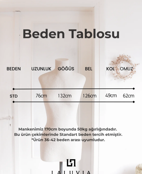 Lacivert Pamuklu Düğme Detaylı Kemerli Keten Kimono - 005