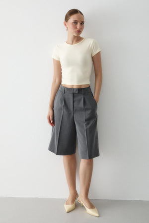Bej Crop Bluz