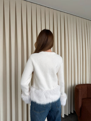 Ekru Kolları Kürklü Hırka - 251104