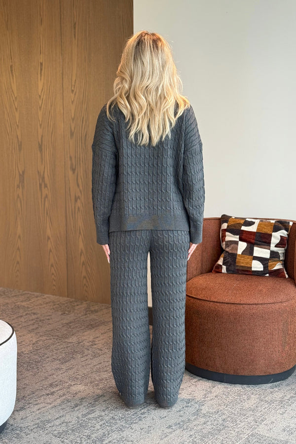 Gri Örgü Triko Takım - 98074