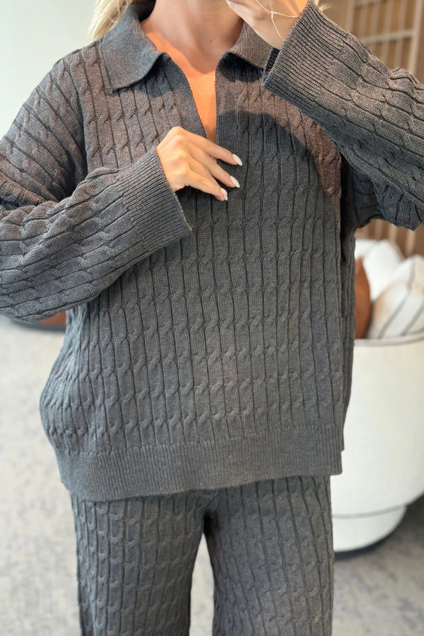 Gri Örgü Triko Takım - 98074