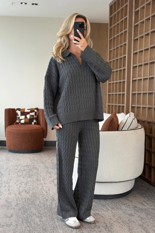 Gri Örgü Triko Takım - 98074