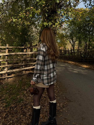 Bej - Siyah Ekoseli Gömlek - 251065