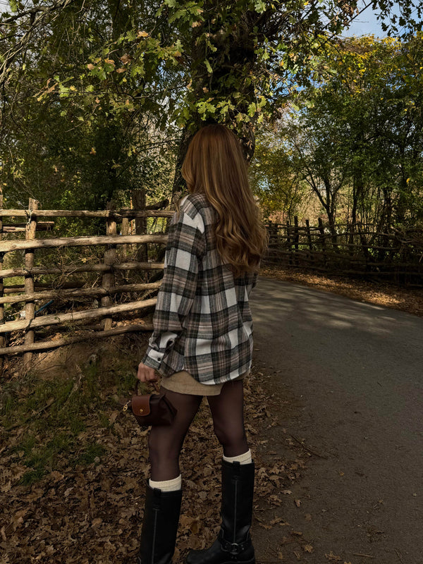 Bej - Siyah Ekoseli Gömlek - 251065