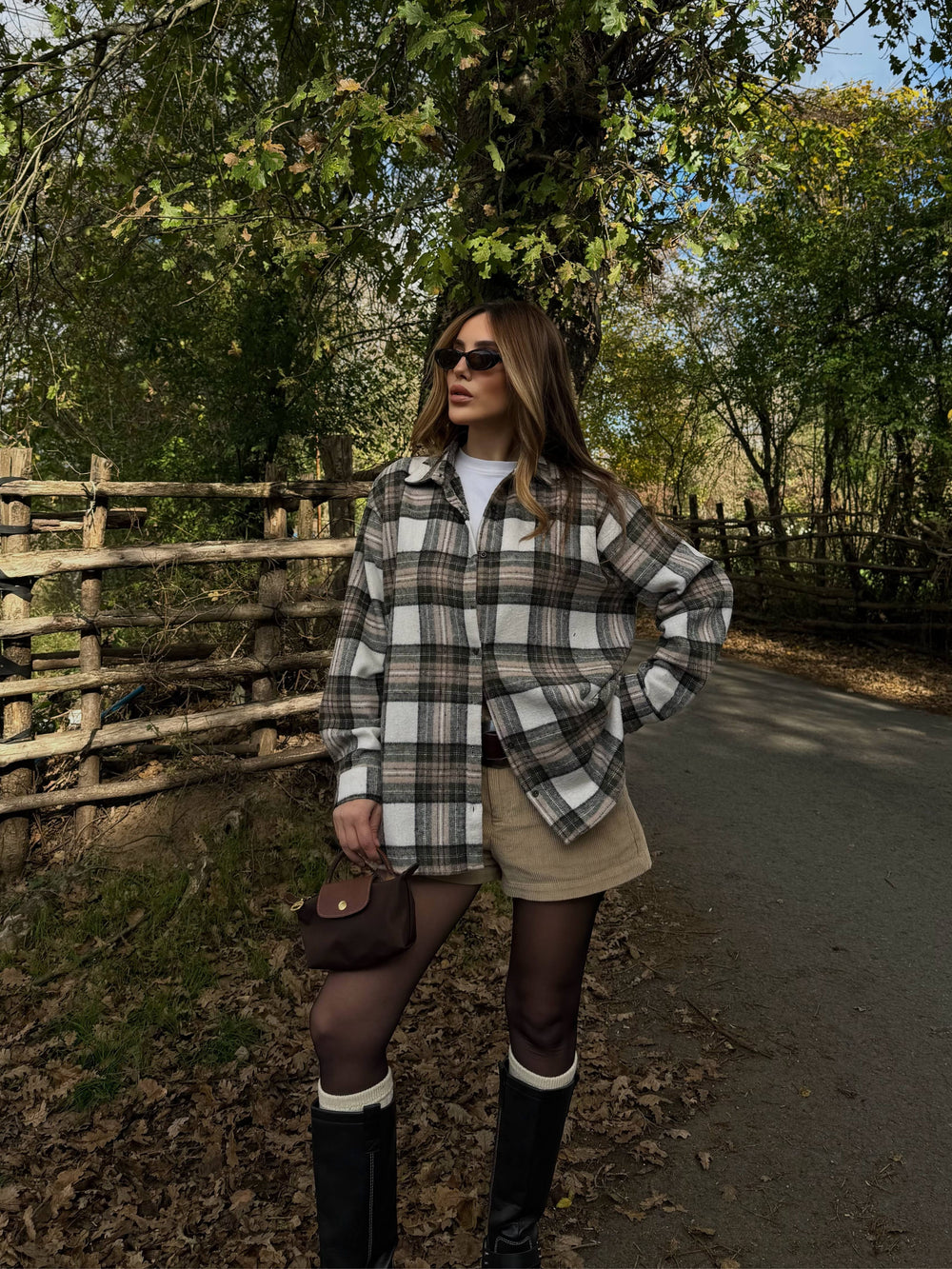 Bej - Siyah Ekoseli Gömlek - 251065