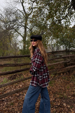 Bordo - Siyah Ekoseli Gömlek - 251065