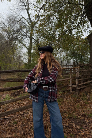 Bordo - Siyah Ekoseli Gömlek - 251065