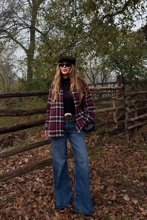 Bordo - Siyah Ekoseli Gömlek - 251065