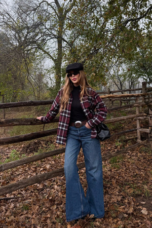 Bordo - Siyah Ekoseli Gömlek - 251065