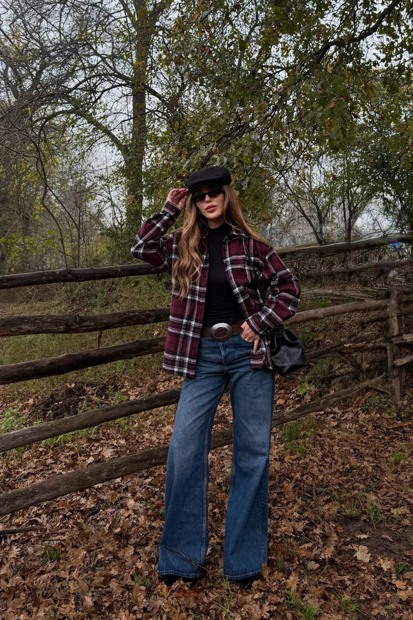 Bordo - Siyah Ekoseli Gömlek - 251065