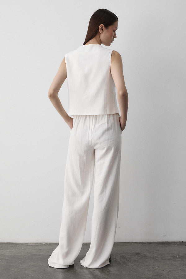 Beyaz 3 Bağcıklı Yelekli Müslin Takım