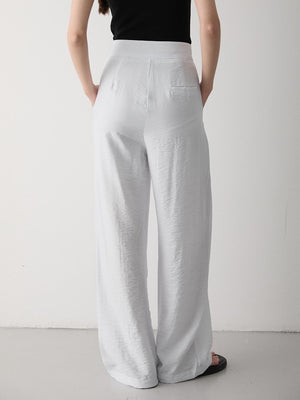 Beyaz Cırt Cırt Kapamalı Bol Paça Pantolon