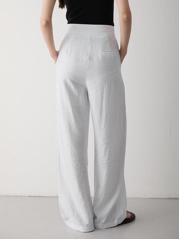 Beyaz Cırt Cırt Kapamalı Bol Paça Pantolon