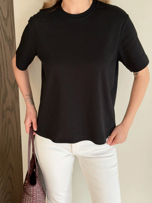 Siyah Kısa Kollu Düz Tshirt - 241128