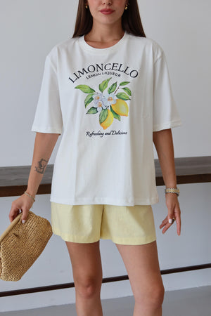 Beyaz Limoncello Baskılı T-shirt