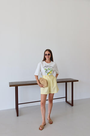 Beyaz Limoncello Baskılı T-shirt