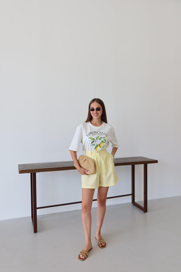 Beyaz Limoncello Baskılı T-shirt