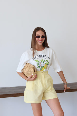 Beyaz Limoncello Baskılı T-shirt